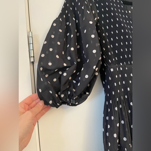 Gorgeous zimmermann pleated midi dress Sz 3 (US 8) black with white polka dots - Picture 10 of 14